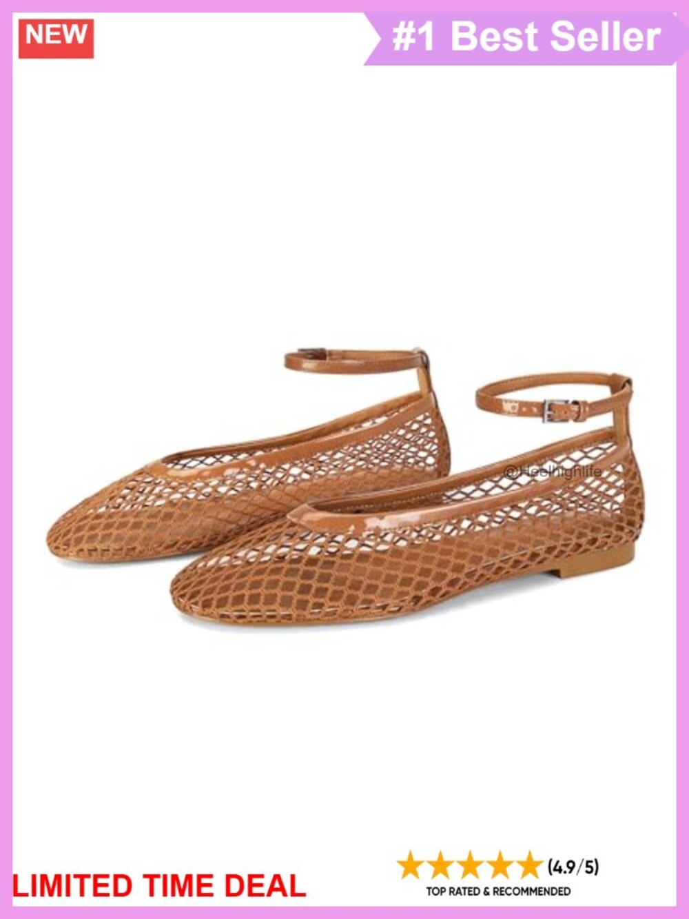 Mesh Ballet Flats Round Toe Buckle Strap Mary Jane Women's Summer Shoes